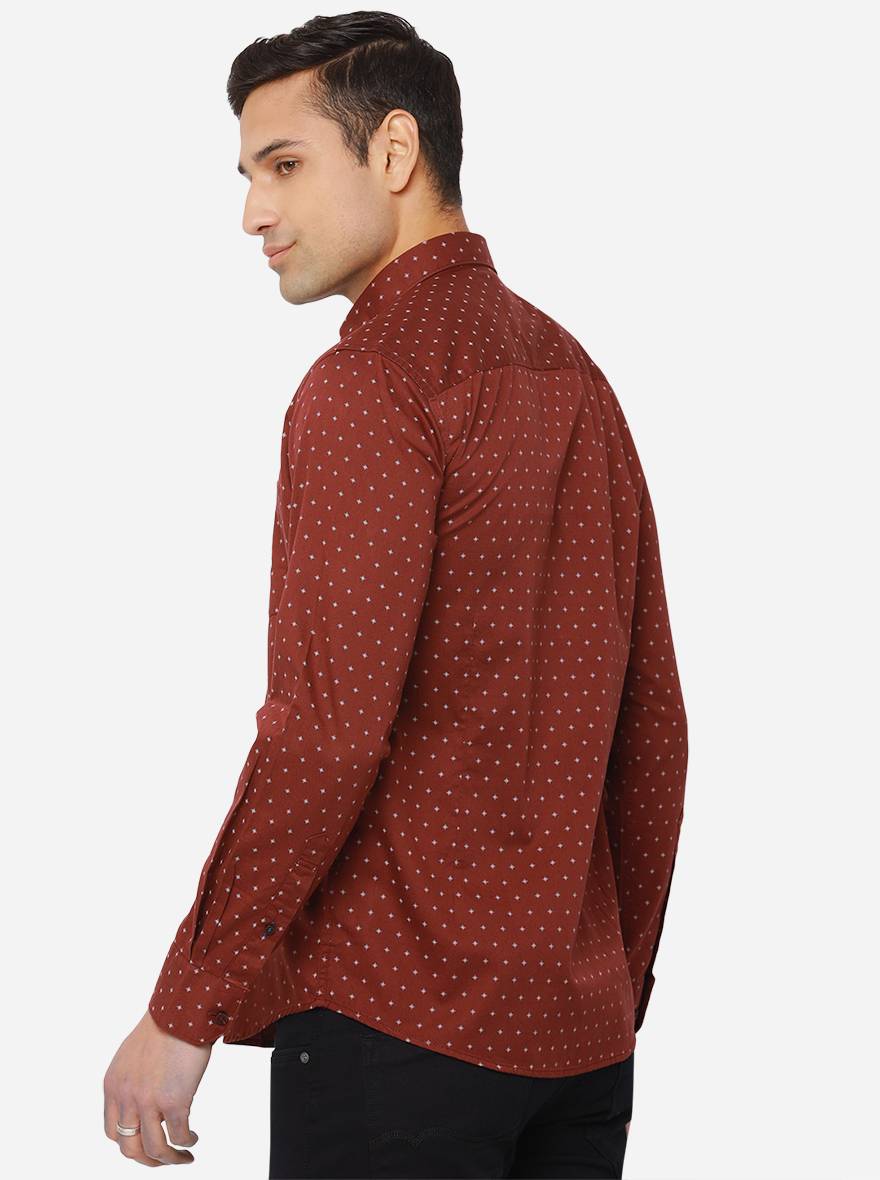 Windsor Wine Printed Slim Fit Casual Shirt | Greenfibre