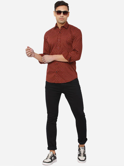 Windsor Wine Printed Slim Fit Casual Shirt | Greenfibre