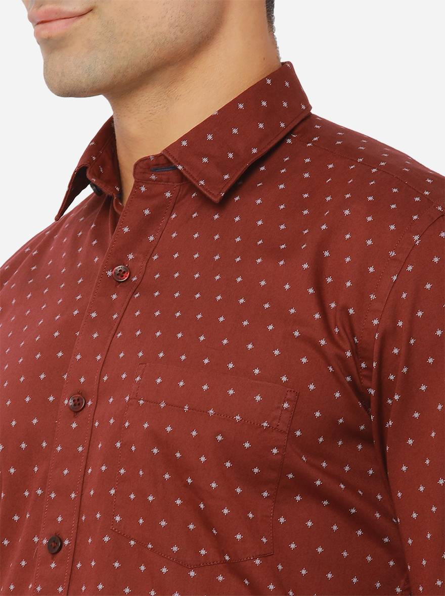 Windsor Wine Printed Slim Fit Casual Shirt | Greenfibre