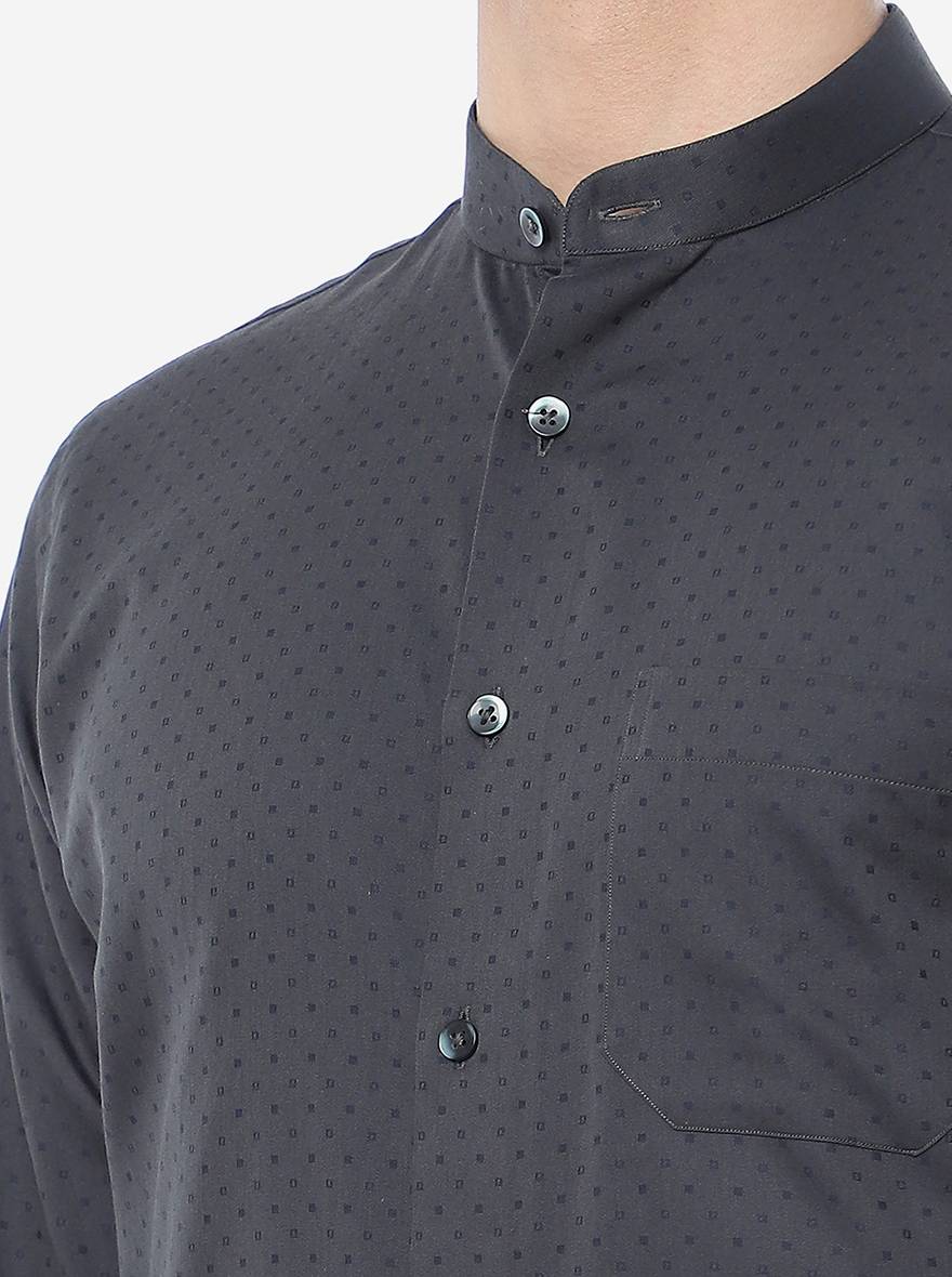 Grey Solid Slim Fit Formal Shirt | Metal
