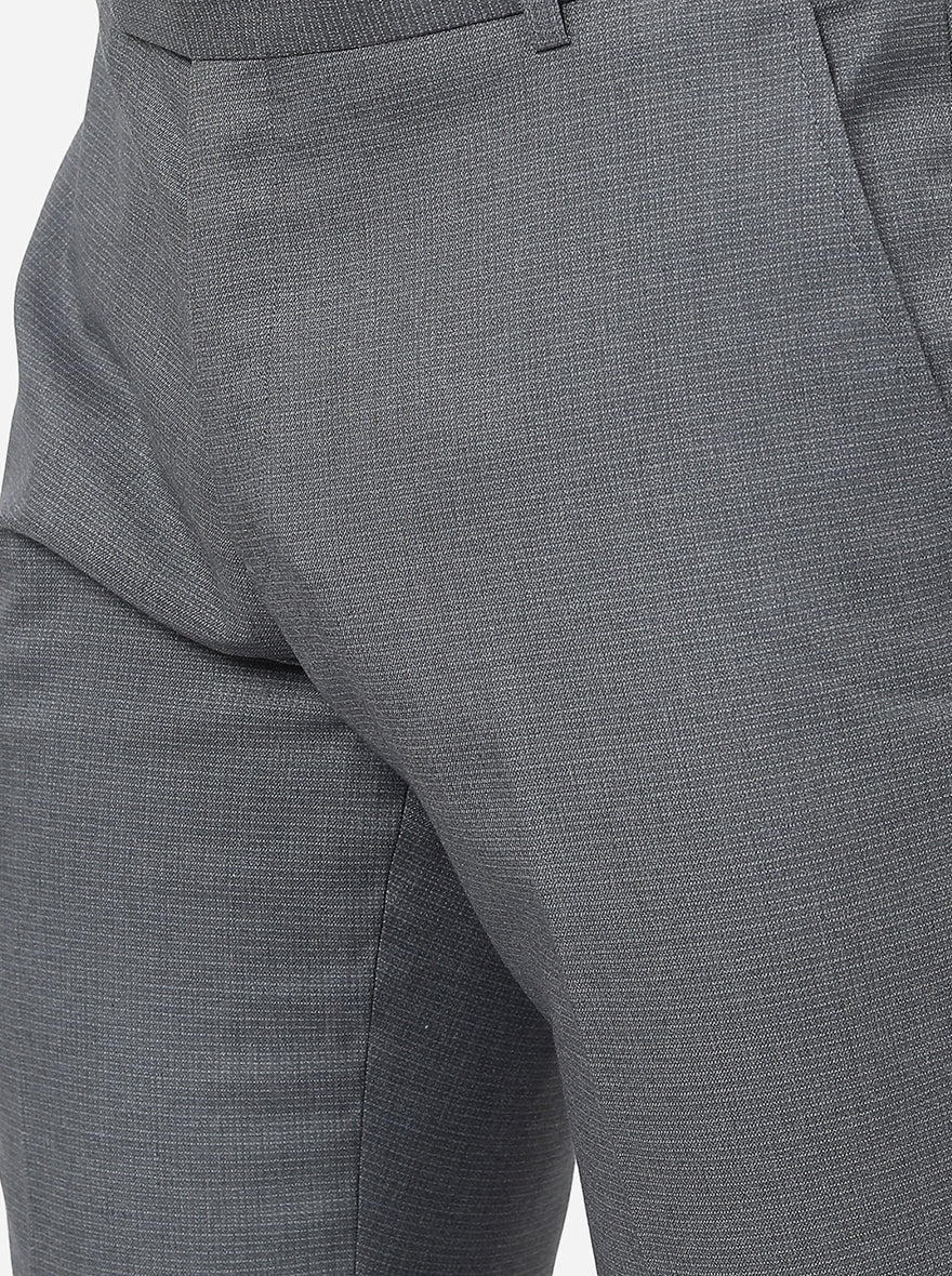Grey Checked Super Slim Fit Formal Trouser | JadeBlue