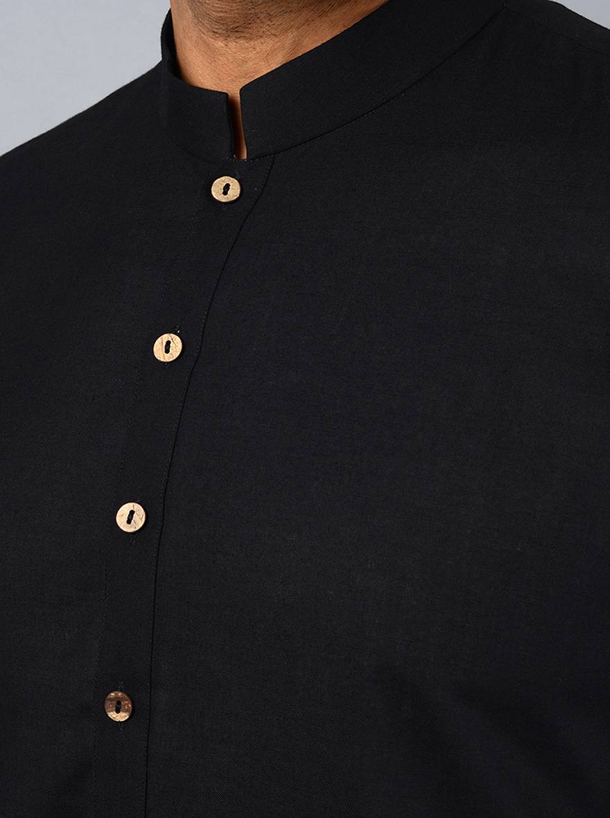 Coal Black Solid Regular Fit Kurta Set | JadeBlue