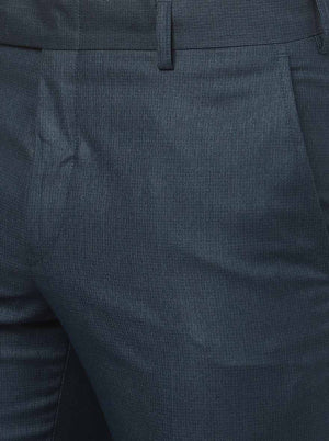 Blue Solid Slim Fit Formal Trouser | Metal