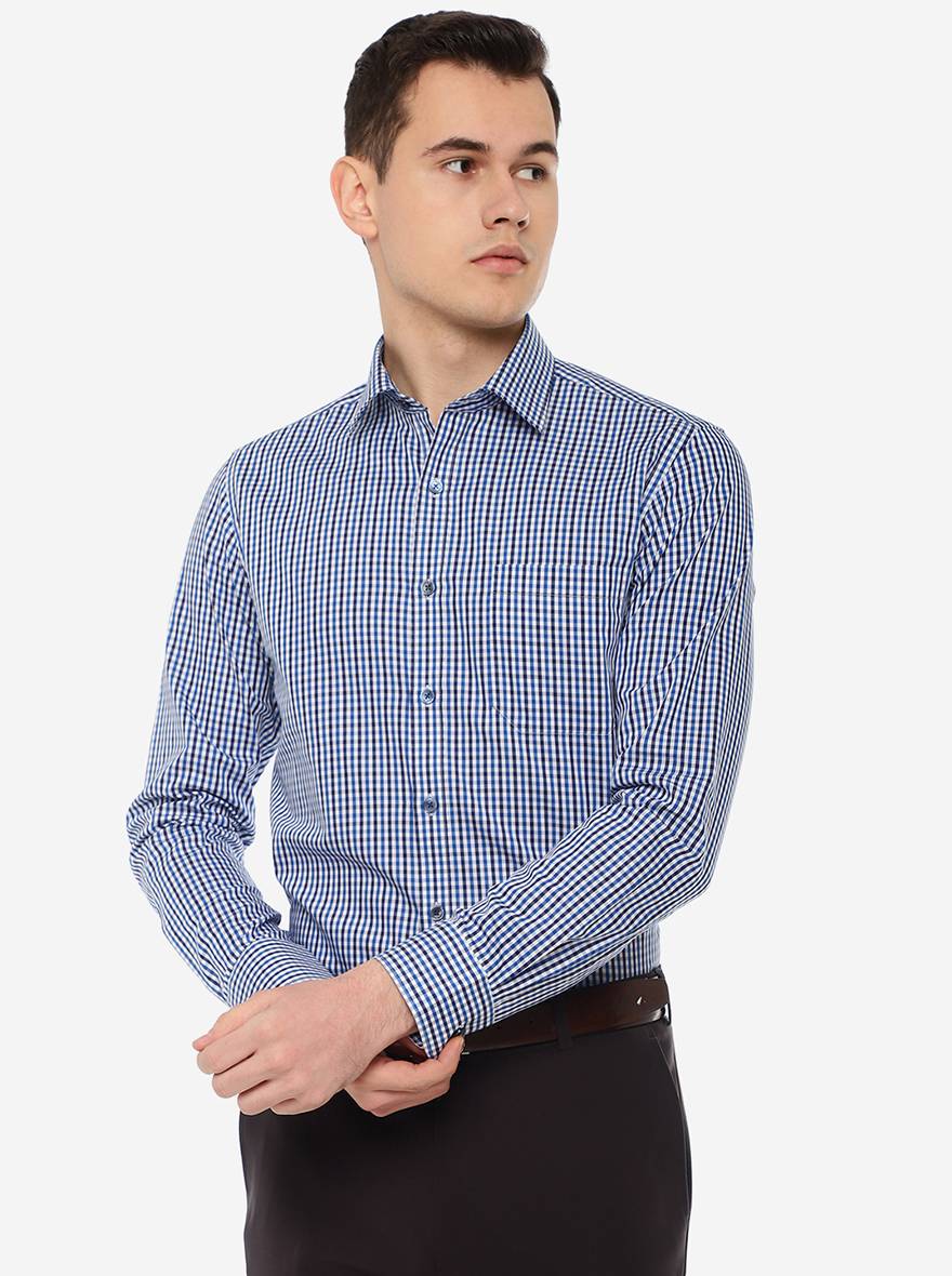 Multicolor Checked Slim Fit Formal Shirt | JadeBlue Youth