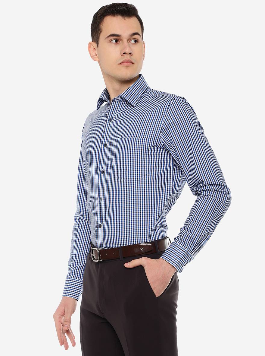 Multicolor Checked Slim Fit Formal Shirt | JadeBlue Youth