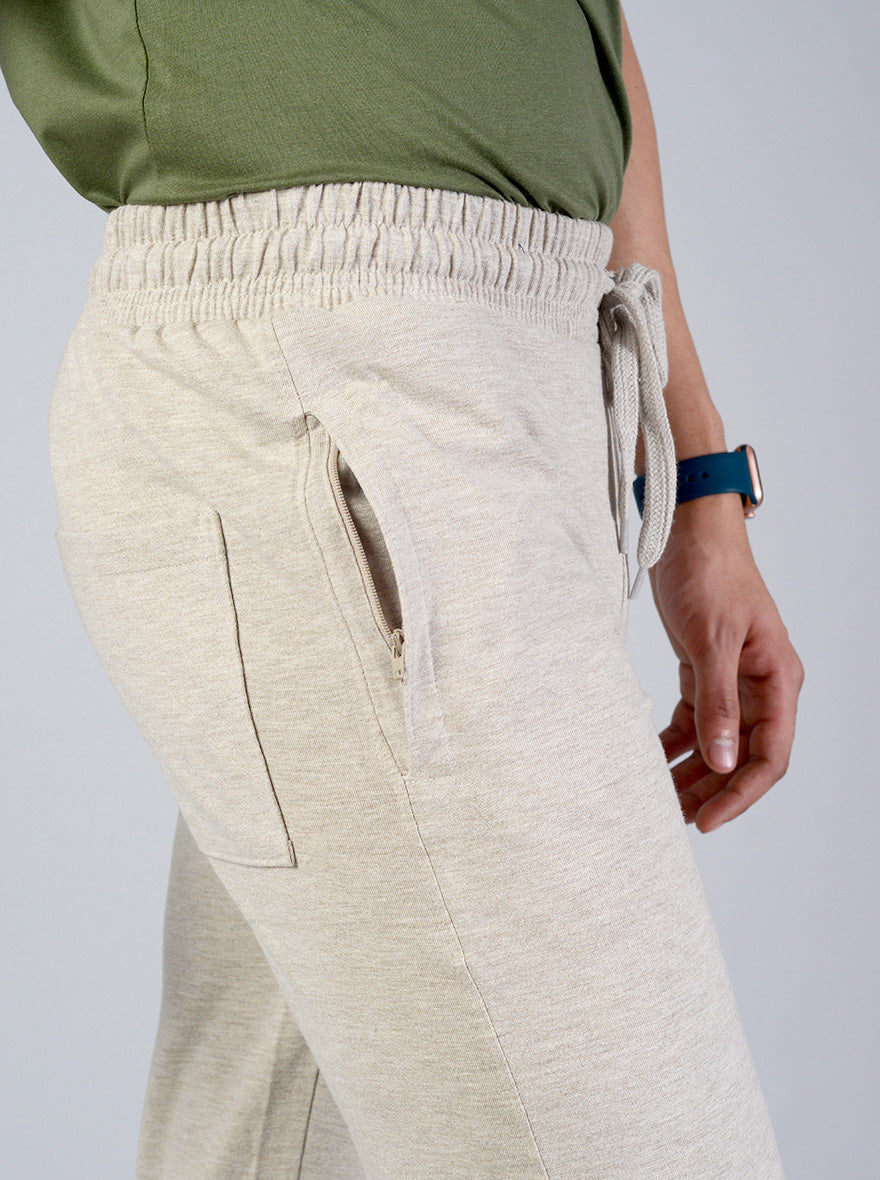 Beige Solid Regular Fit Track Pants | JadeBlue