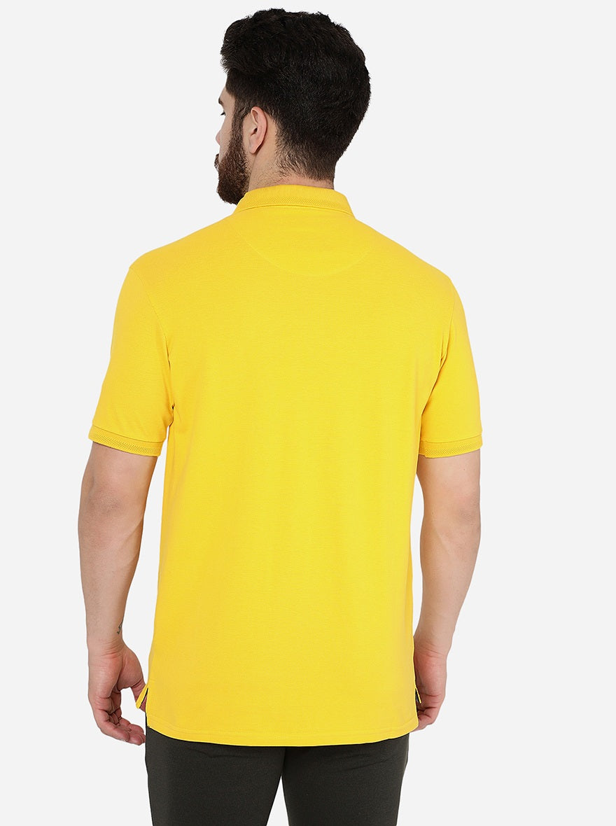 Yellow Solid Slim Fit Polo T-Shirt | JadeBlue