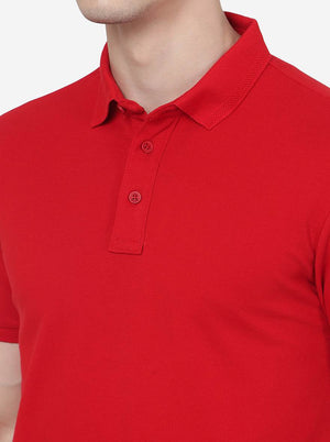 Red Solid Slim Fit Polo T-Shirt | JadeBlue