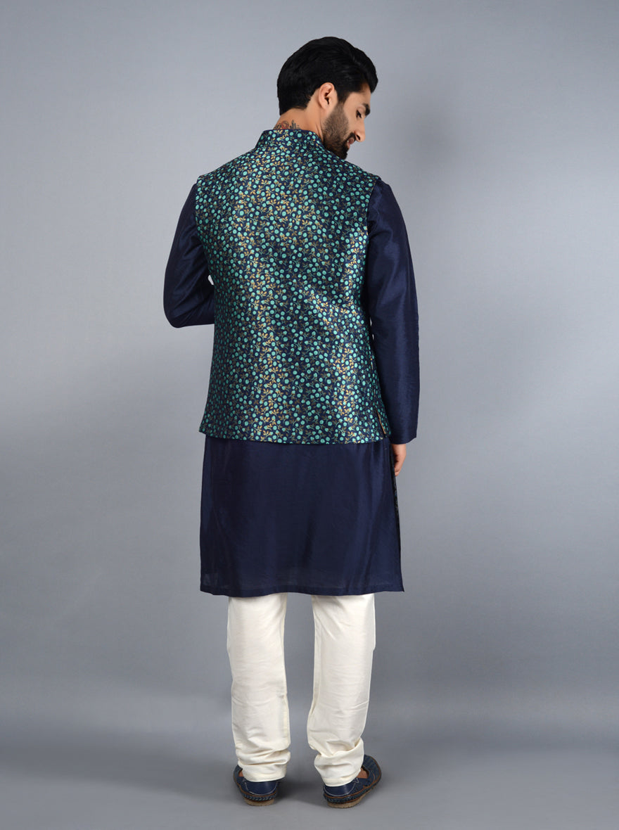 Blue & Green Bandhgala Jacket | TULA