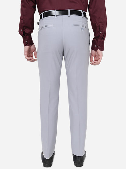 Grey Solid Slim Fit Formal Trouser | Greenfibre