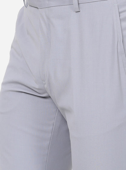 Grey Solid Slim Fit Formal Trouser | Greenfibre