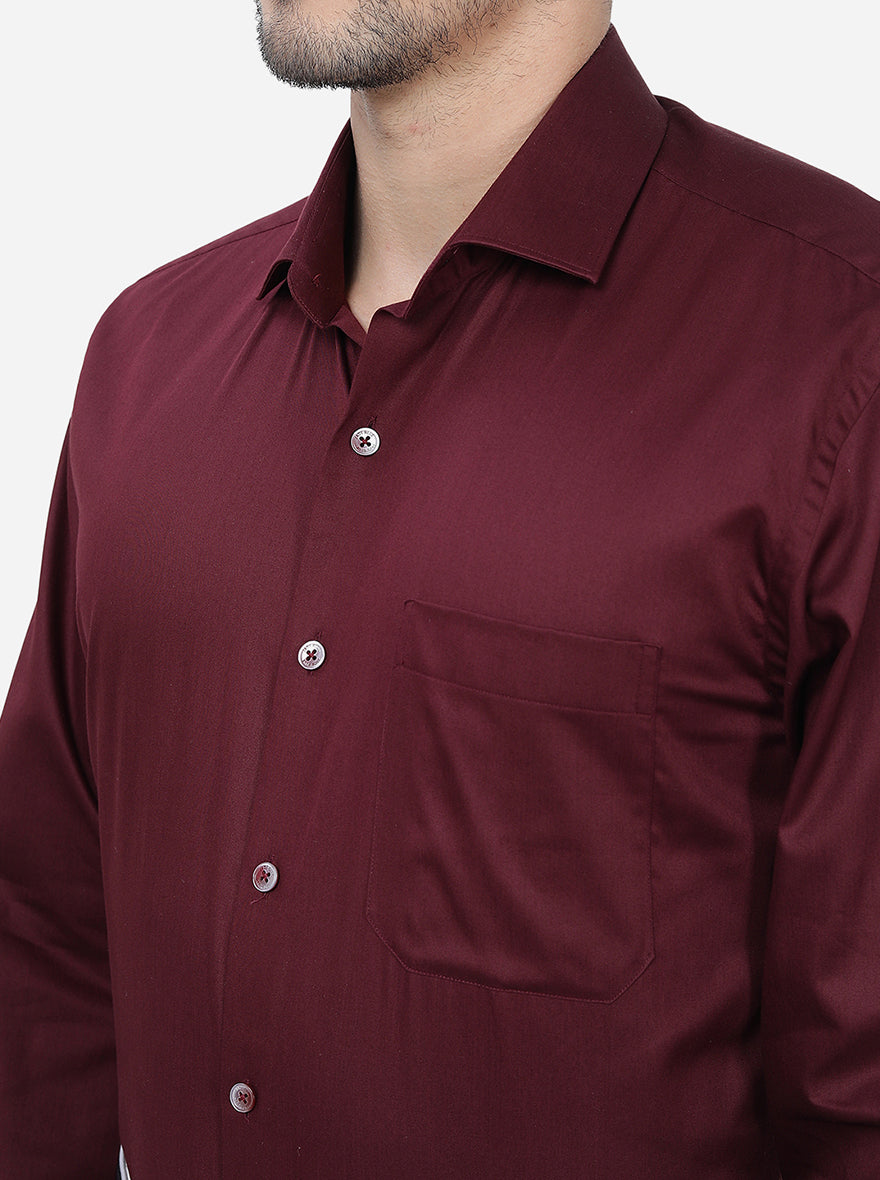 Maroon Solid Regular Fit Formal Shirt | JadeBlue