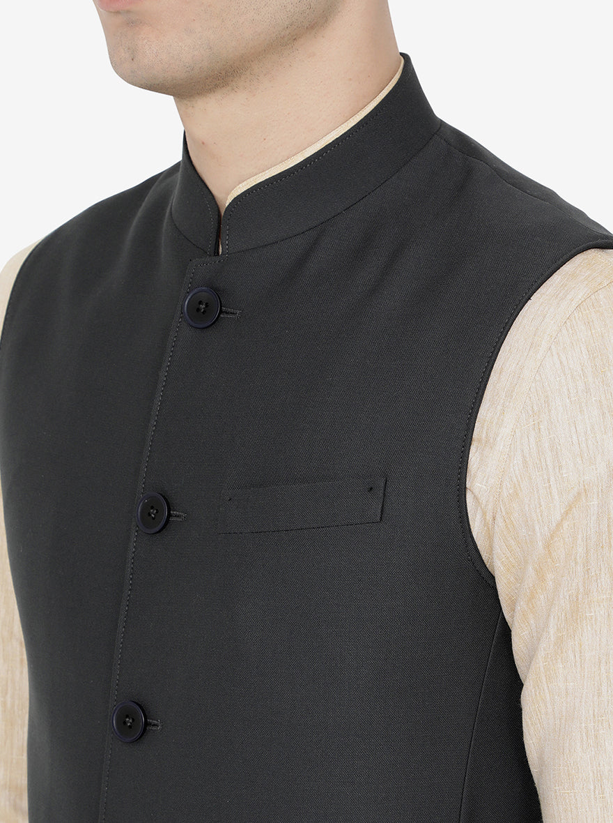 Metal Grey Solid Modi Jacket | JadeBlue
