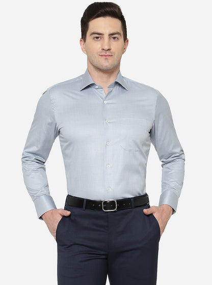 Light Grey Solid Slim Fit Formal Shirt | JadeBlue Super Luxe