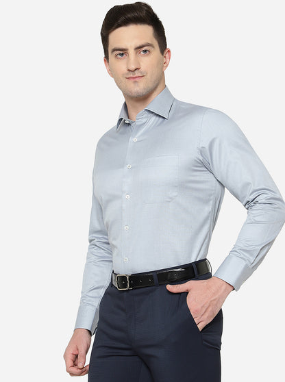 Light Grey Solid Slim Fit Formal Shirt | JadeBlue Super Luxe