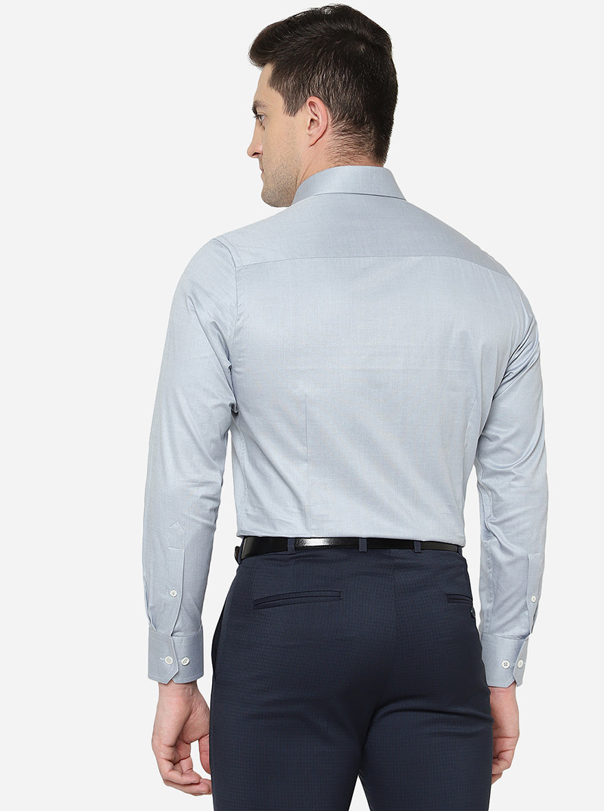 Light Grey Solid Slim Fit Formal Shirt | JadeBlue Super Luxe