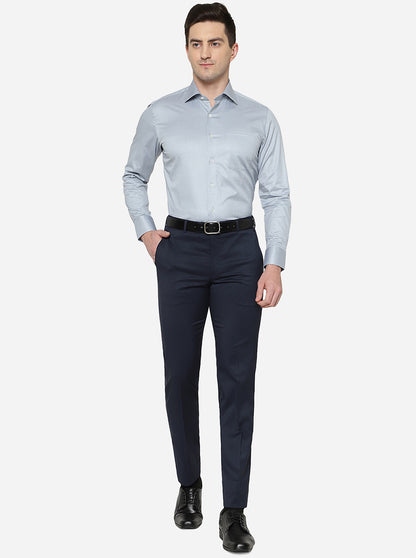 Light Grey Solid Slim Fit Formal Shirt | JadeBlue Super Luxe