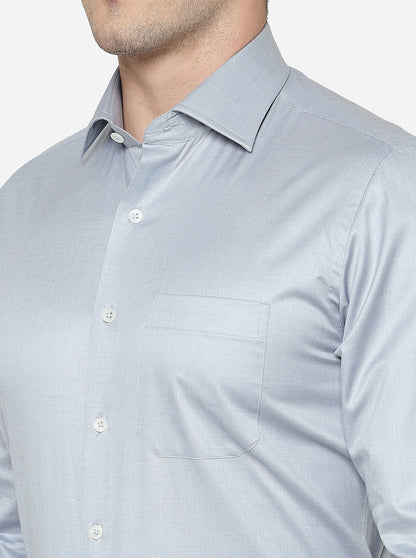 Light Grey Solid Slim Fit Formal Shirt | JadeBlue Super Luxe
