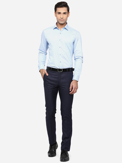 Navy Blue Solid Slim Fit Formal Trouser | Greenfibre