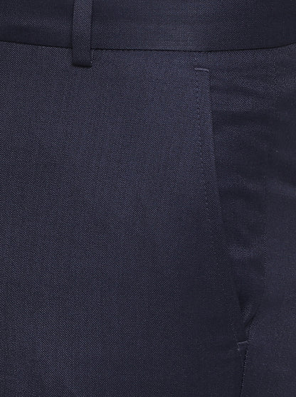 Navy Blue Solid Slim Fit Formal Trouser | Greenfibre