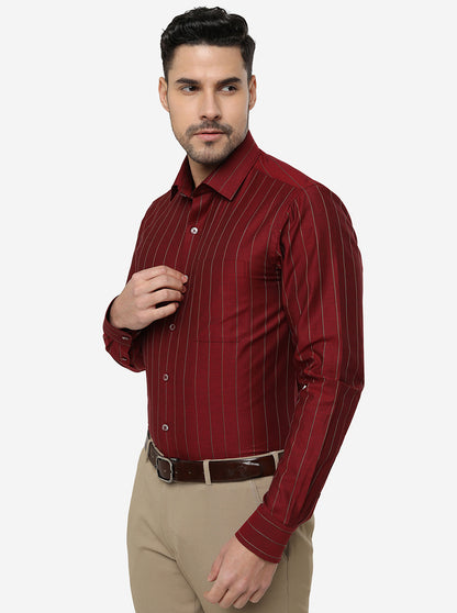 Red Striped Slim Fit Formal Shirt | JadeBlue Youth