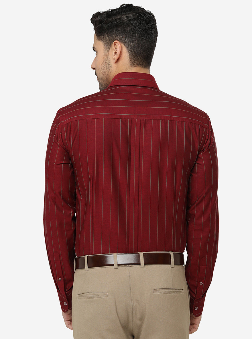 Red Striped Slim Fit Formal Shirt | JadeBlue Youth