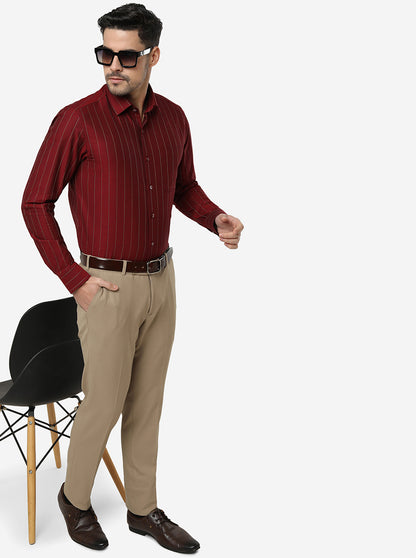 Red Striped Slim Fit Formal Shirt | JadeBlue Youth