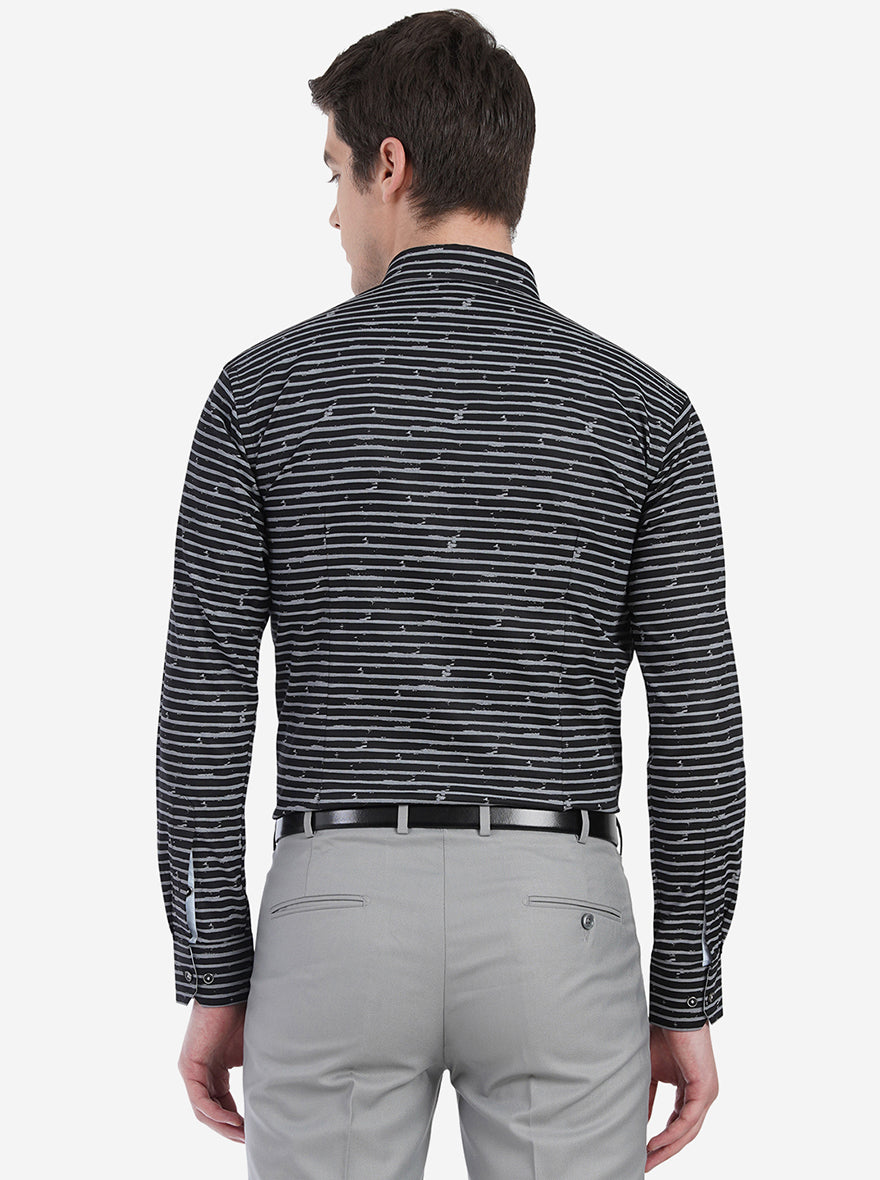 Black & White Striped Slim Fit Party Wear Shirt | JB Studio