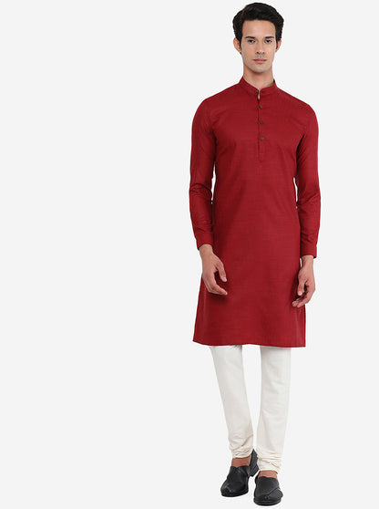Maroon Solid Modi Kurta | JadeBlue