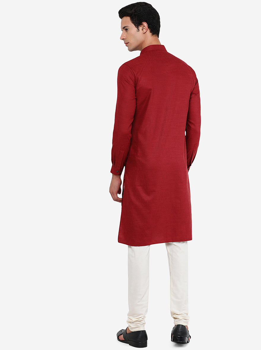 Maroon Solid Modi Kurta | JadeBlue