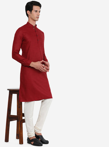 Maroon Solid Modi Kurta | JadeBlue