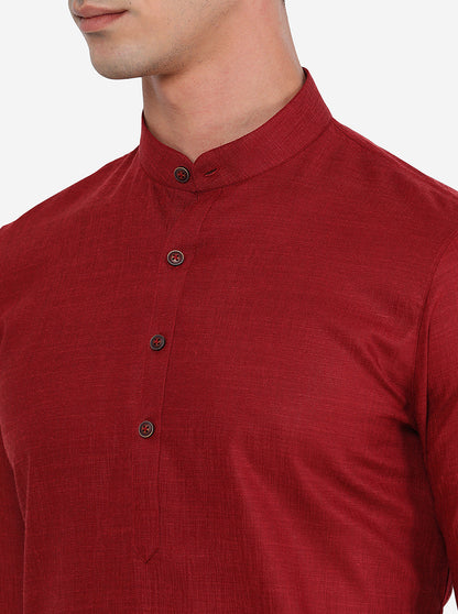 Maroon Solid Modi Kurta | JadeBlue