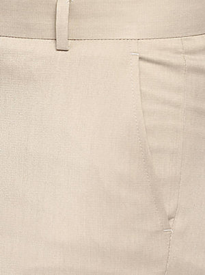 Beige Solid Slim Fit Formal Trouser | Greenfibre