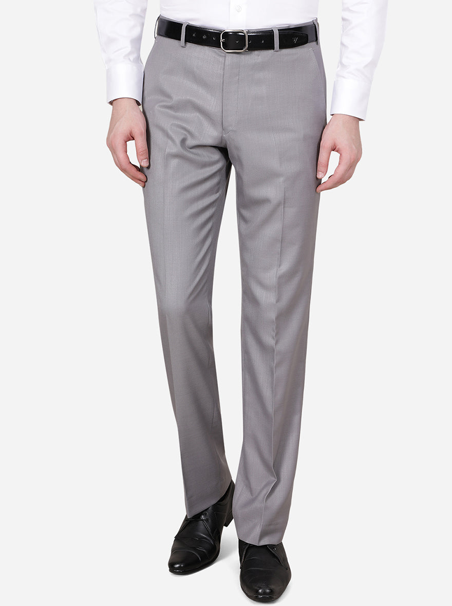 Shop Slim Fit Light Grey Textured Suit Trousers online | Debenhams Kuwait