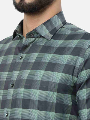 Pista Green Checked Slim Fit Formal Shirt | Metal