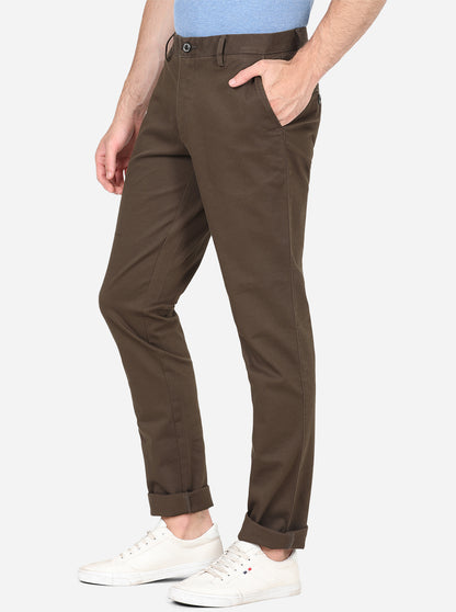 Olive Solid Uno Fit Casual Trouser | JadeBlue