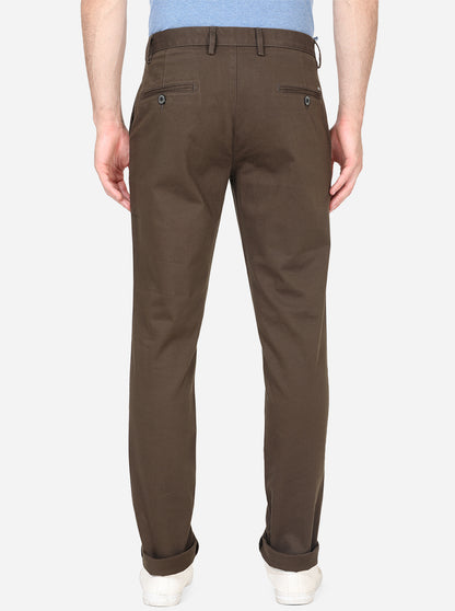 Olive Solid Uno Fit Casual Trouser | JadeBlue