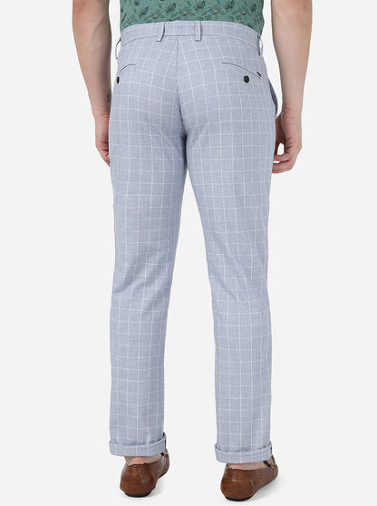 Grey Checked Uno Fit Casual Trouser | JadeBlue