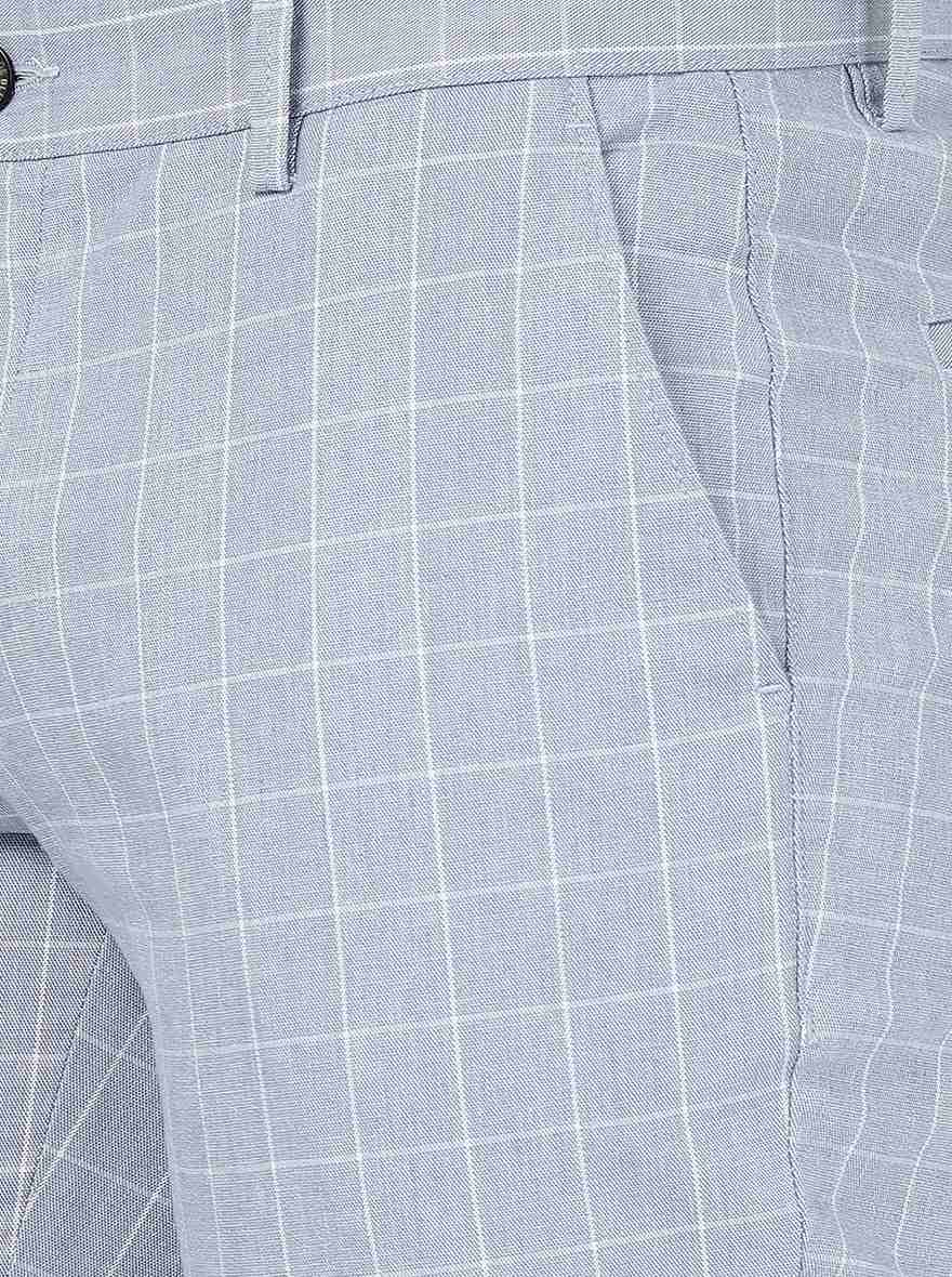 Grey Checked Uno Fit Casual Trouser | JadeBlue