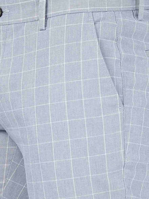 Grey Checked Uno Fit Casual Trouser | JadeBlue