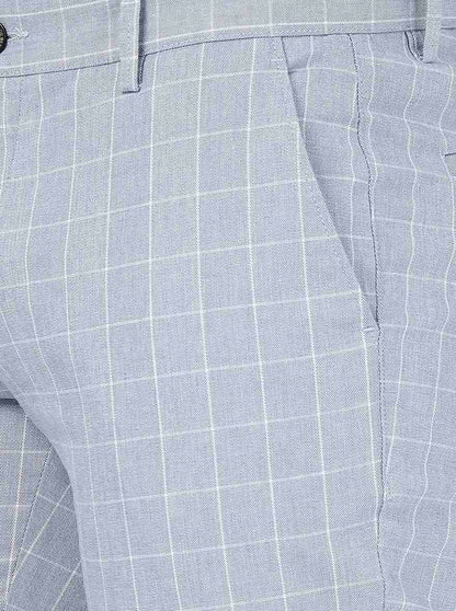 Grey Checked Uno Fit Casual Trouser | JadeBlue