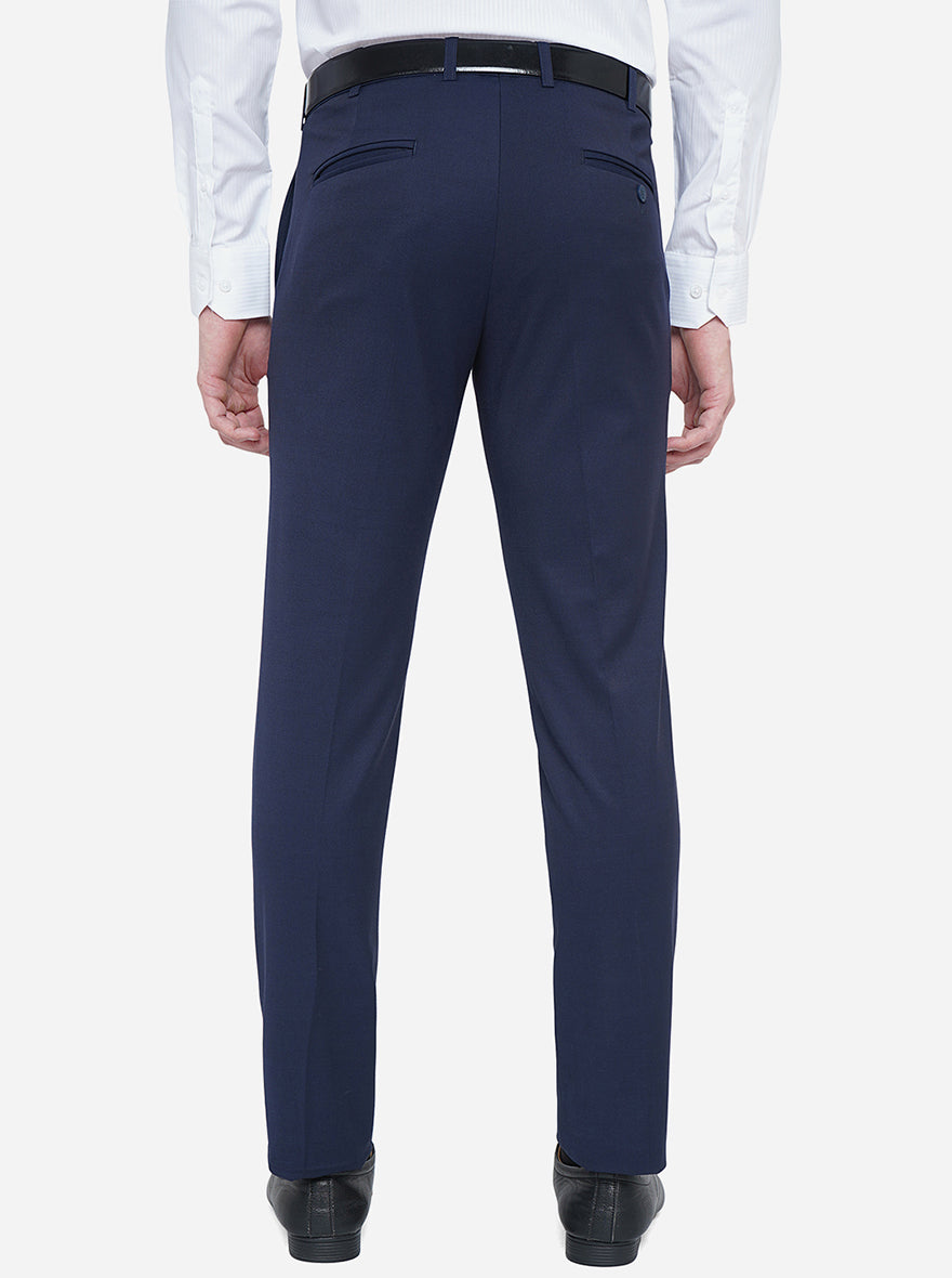 Navy Blue Solid Super Slim Fit Formal Trouser | JadeBlue Youth