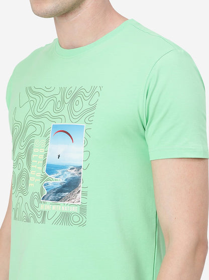 Irish Green Printed Slim Fit T-Shirt | JadeBlue