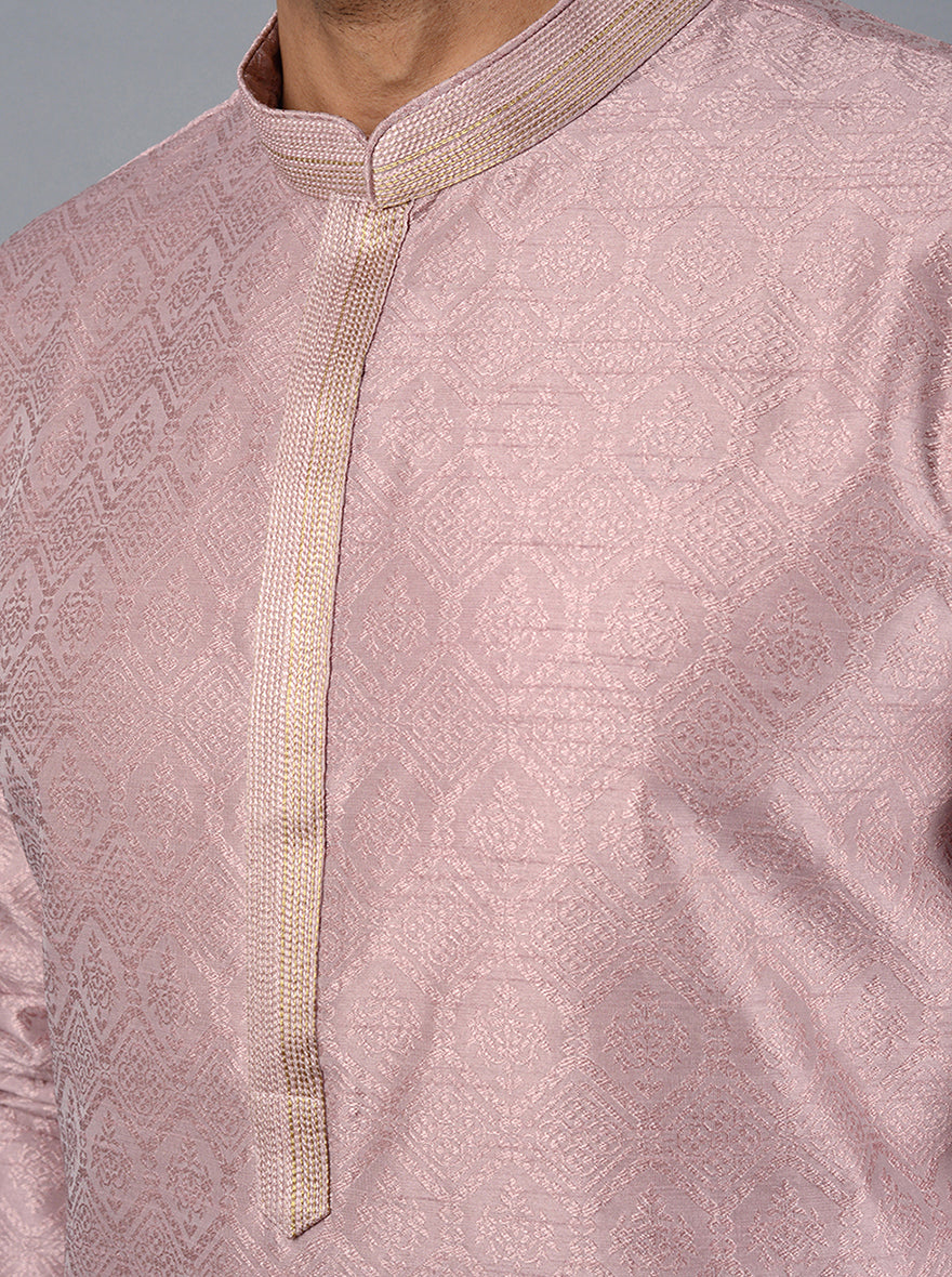 Onion Pink Self Design Regular Fit Kurta Set | Azania