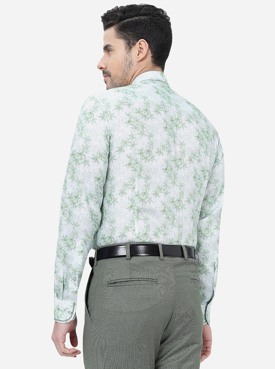 Pista Green Printed Slim Fit Party Wear Shirt | JB Studio