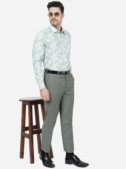 Pista Green Printed Slim Fit Party Wear Shirt | JB Studio