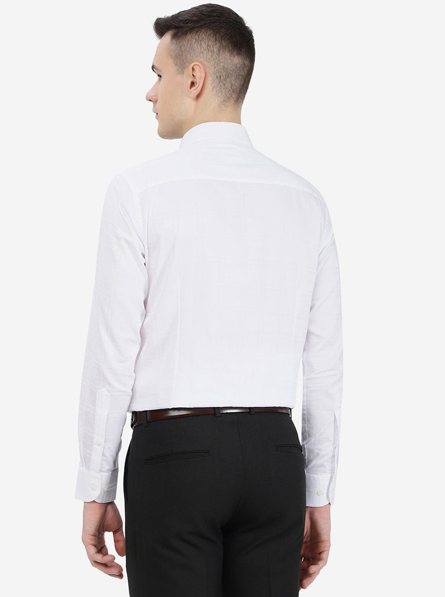 White Checked Slim Fit Formal Shirt | Metal