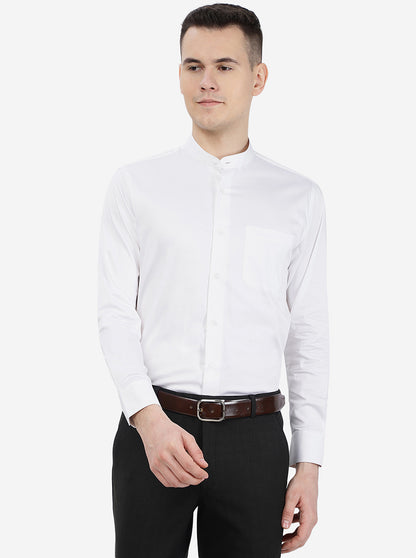 White Solid Slim Fit Formal Shirt | Metal