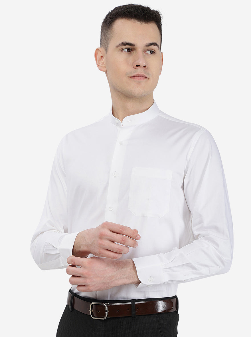 White Solid Slim Fit Formal Shirt | Metal