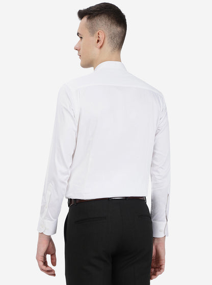 White Solid Slim Fit Formal Shirt | Metal